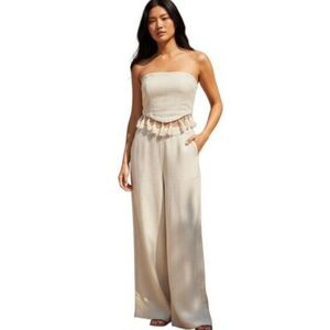 Lilyful Cream Vacay Tassel Pant Set with Fringe Sz.S NWT.